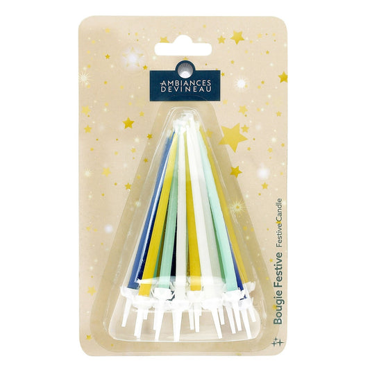 Grün/blau/lila/weiße Geburtstagskerze X20 AMBIANCES DEVINEAU