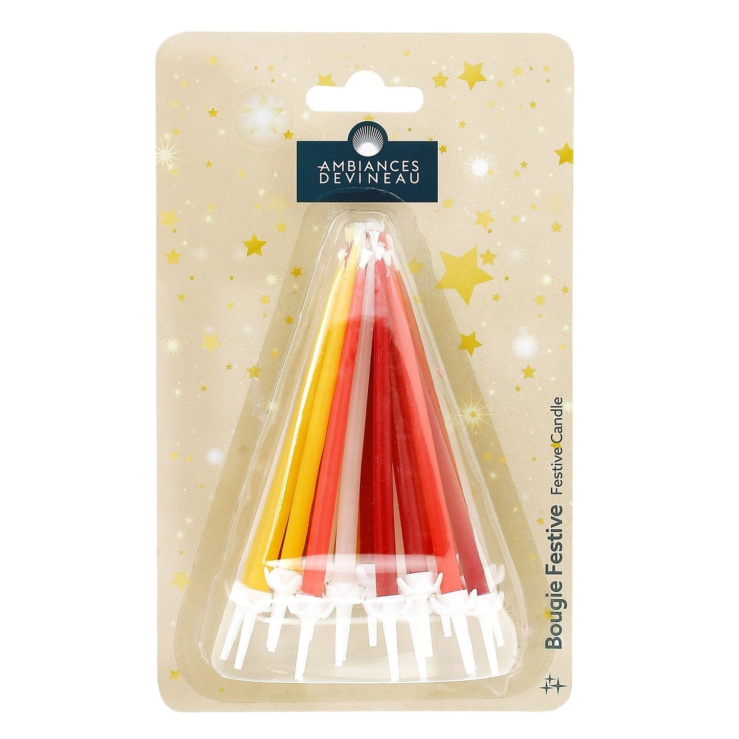 Bougie d'Anniversaire Rouge/orange/jaune/blanc X20 AMBIANCES DEVINEAU