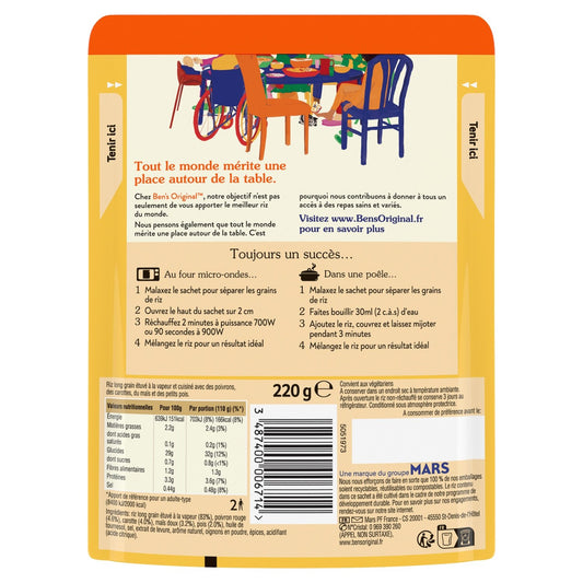 Riz Micro Ondes Express aux Légumes du Soleil BEN'S ORIGINAL