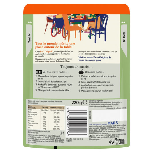 Riz Micro-Ondes Express au Curry et Légumes BEN'S ORIGINAL