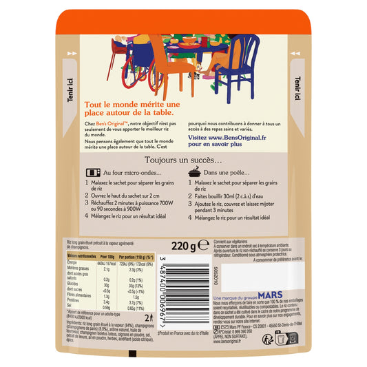 Riz Micro-Ondes Express aux Champignons de Paris BEN'S ORIGINAL