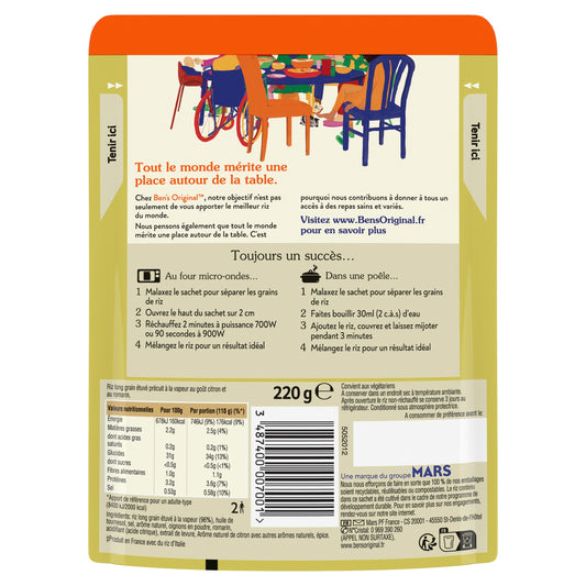 Riz Micro-Ondes Express Citron & Romarin BEN'S ORIGINAL