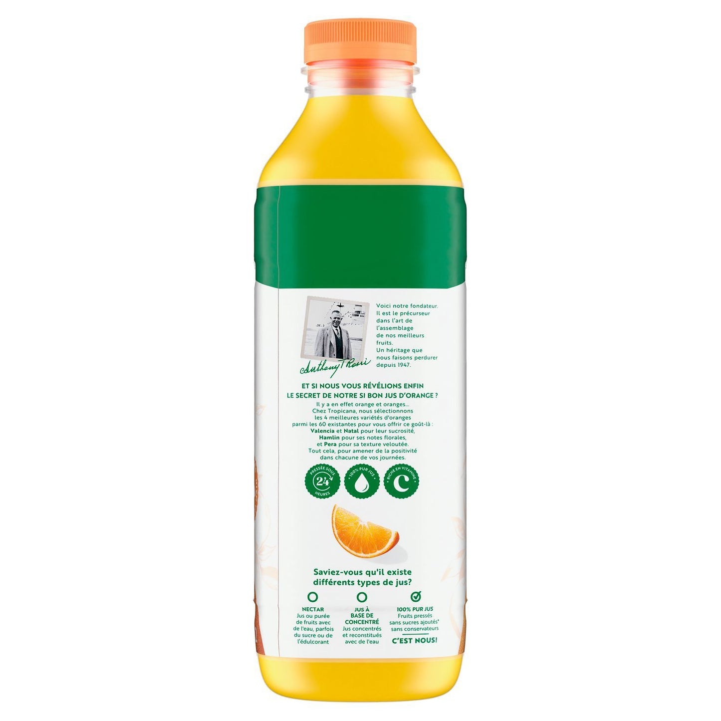 Jus d'Orange Sans Pulpe Sans Sucres Ajoutés TROPICANA