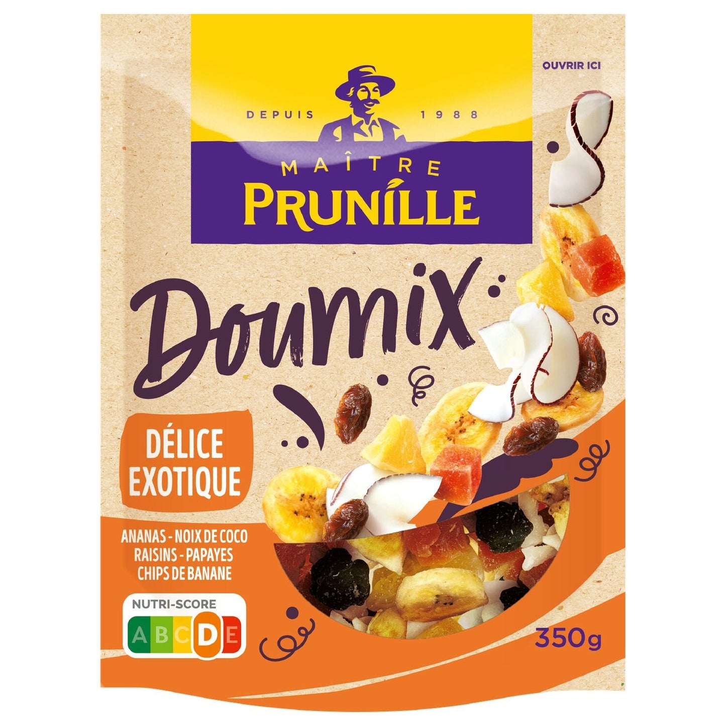 Mélange de Fruits Secs Exotiques Doumix MAITRE PRUNILLE le paquet de 350g