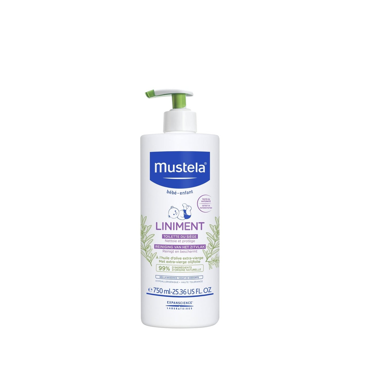Liniment Bébé à l'Huile d'Olive MUSTELA la pompe de 750mL