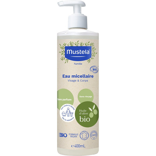 MUSTELA Baby-Reinigungswasser mit Bio-Olivenöl ohne Abspülen
