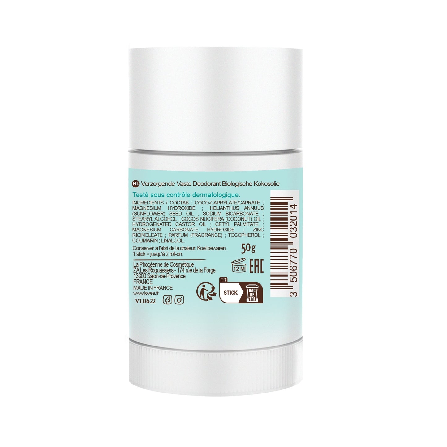 LOVEA Veganes festes Deodorant, alkoholfrei und wasserfrei, Bio-Kokosöl