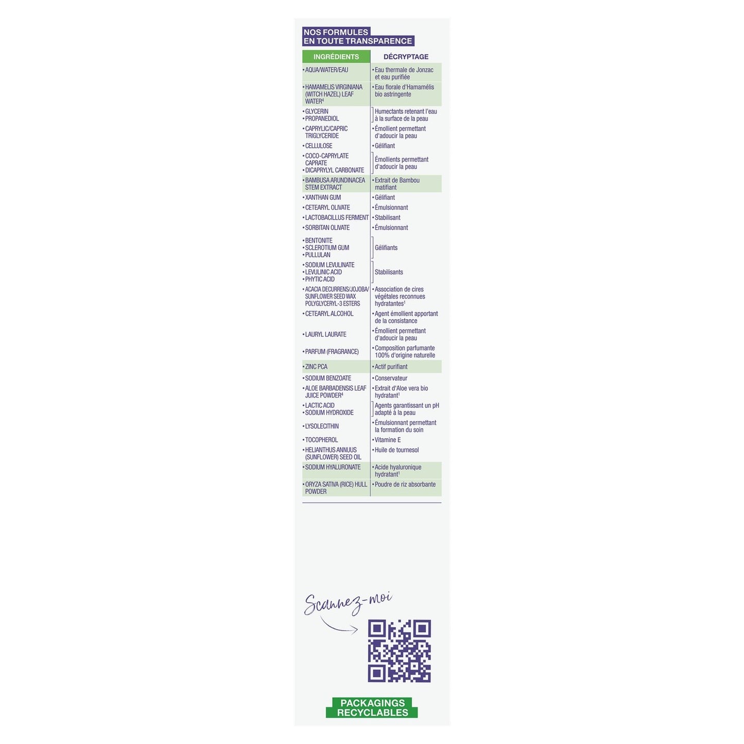 Women's Face Cream for Combination to Oily Skin, Purifying, Mattifying, Organic, EAU THERMALE JONZAC