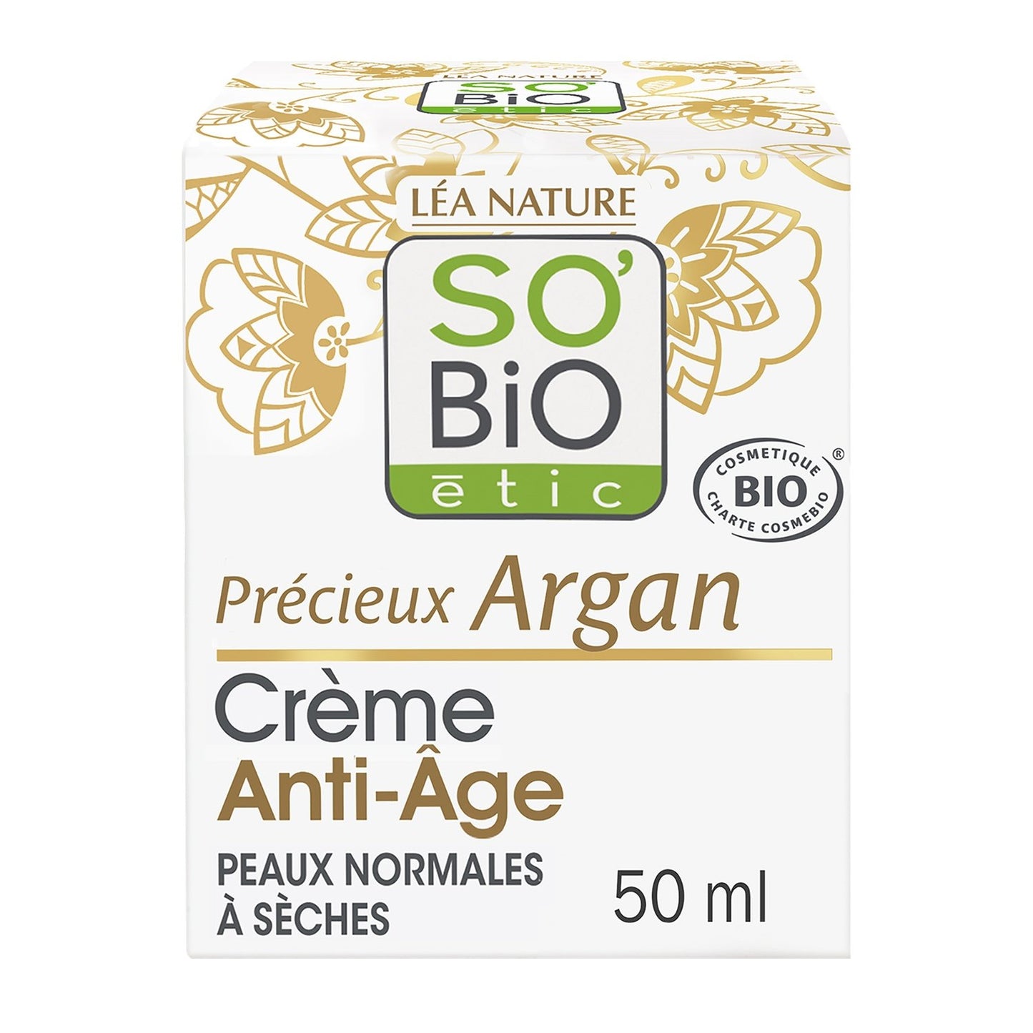 Crème Soin Anti-Âge Jour Précieux Argan Bio SO'BIO ETIC Le pot de 50 mL