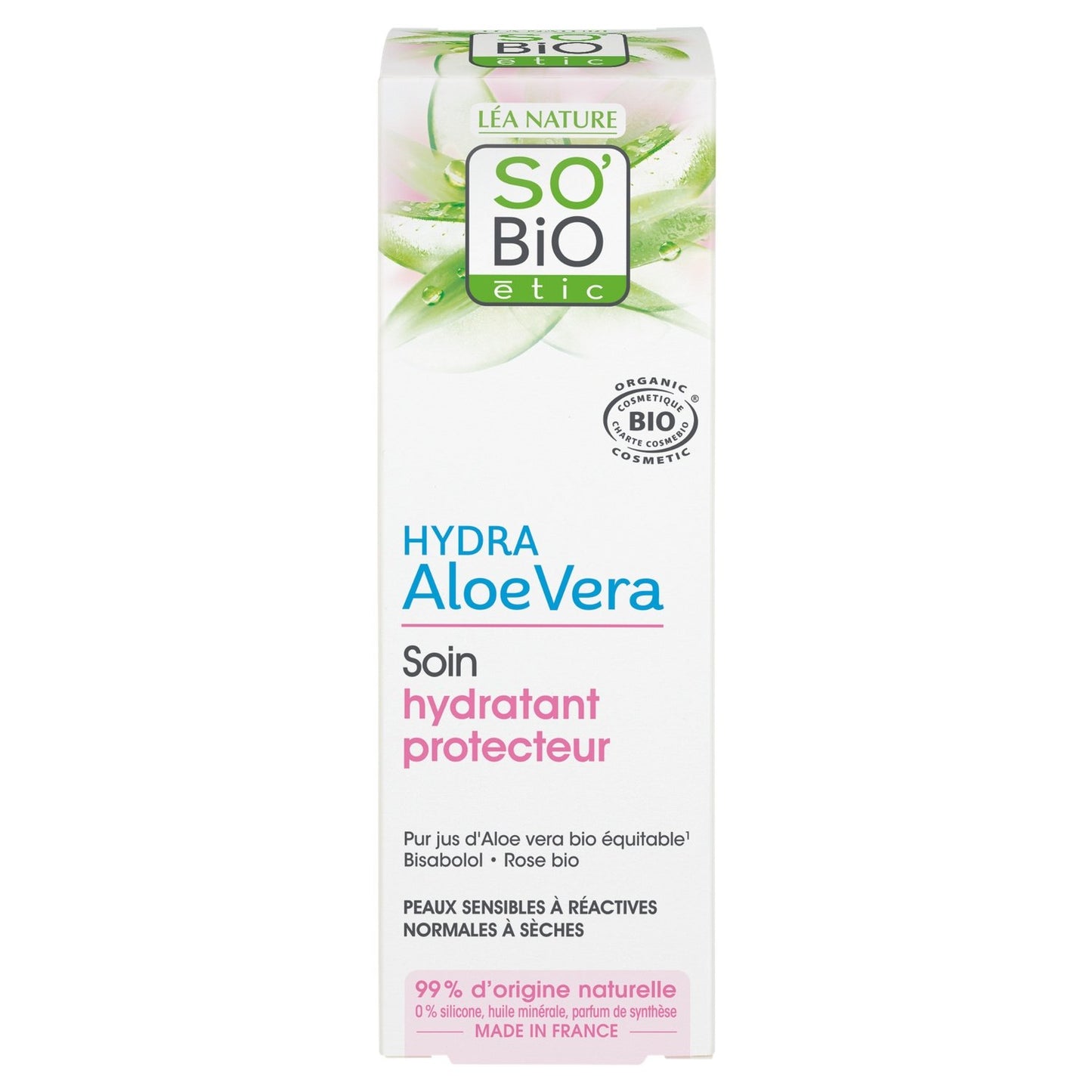 Crème Visage Hydratante Dermo-Défense 5 en 1 à l'Aloe Vera Bio SO BIO ETIC Le tube de 50 mL