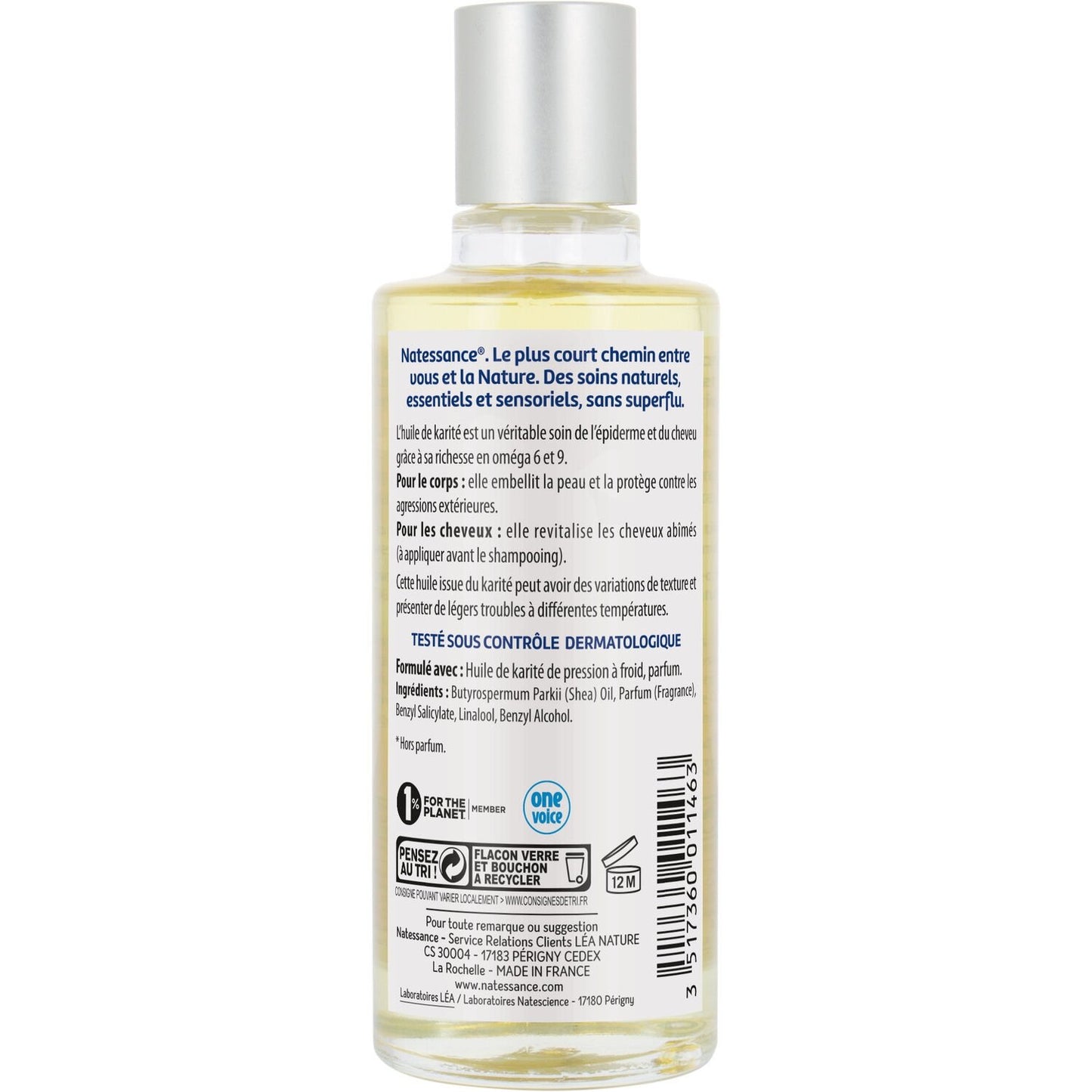 Face Body Hair Oil Protects and Repairs Shea, Organic NATESSANCE