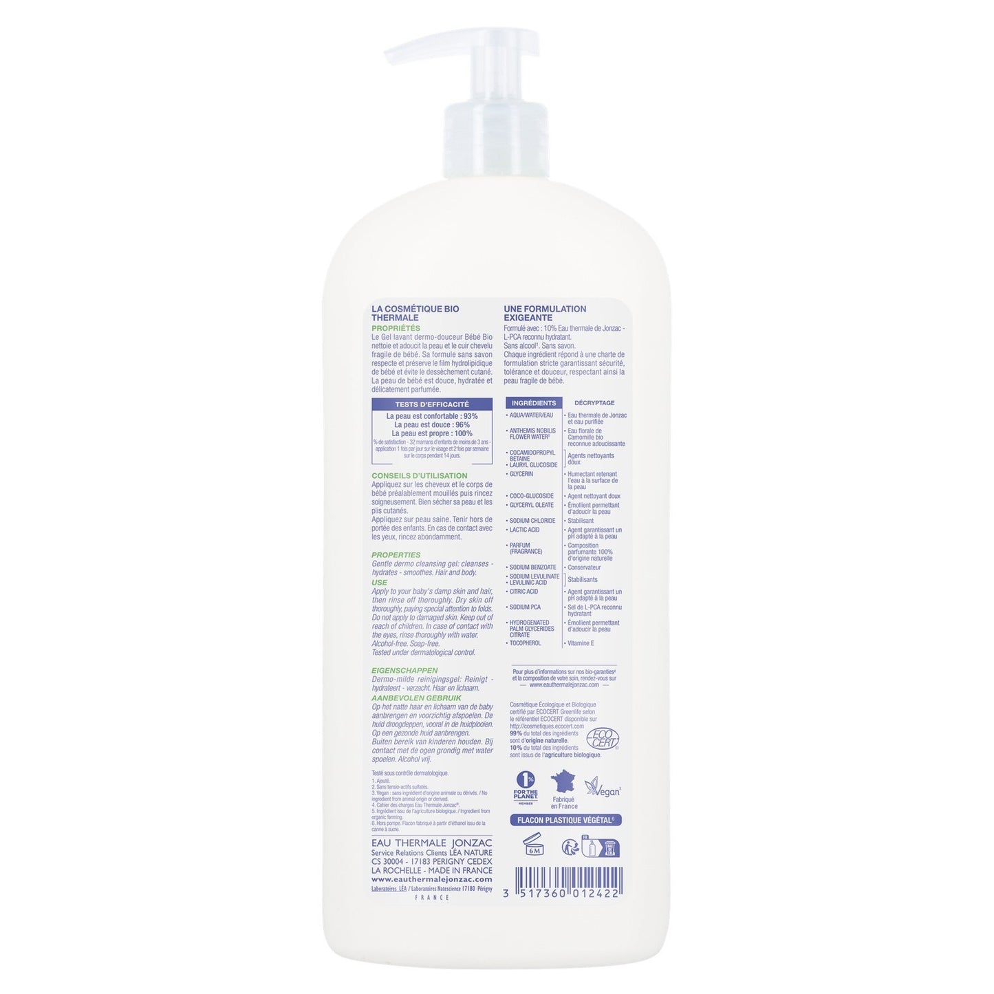 Bio-Hypoallergenes Baby-Duschgel JONZAC THERMALWASSER