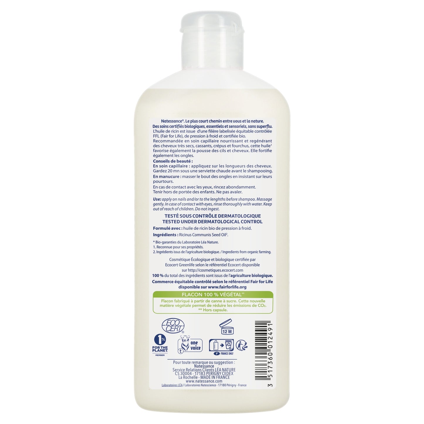 Haaröl für trockenes und strapaziertes Haar Stärkt Nägel und Wimpern Bio-Rizinusöl LEA NATURE