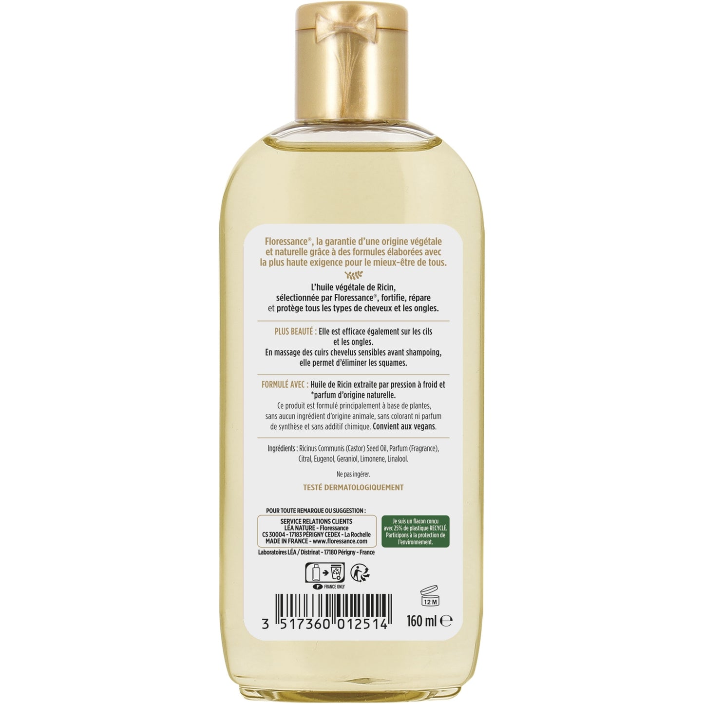 Huile Fortifiante et Protectrice Cheveux et Ongles Ricin FLORESSANCE