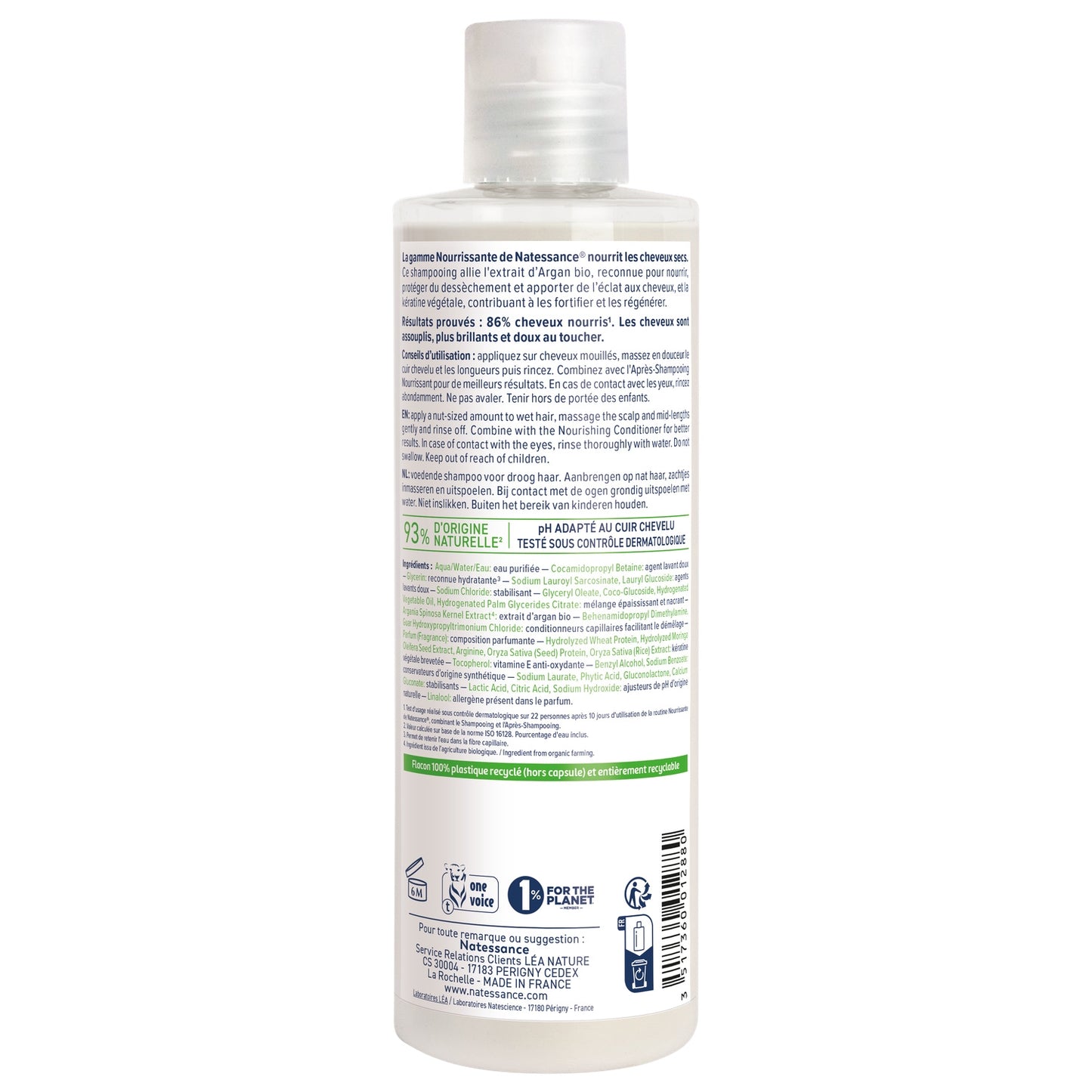 Shampoing Cheveux Normaux Nutrition Intense Argan et Kératine Végétale LEA NATURE