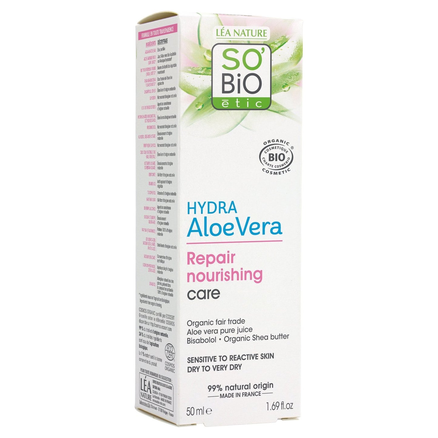 Nährende und reparierende Pflege für empfindliche bis reaktive trockene bis sehr trockene Haut Hydra Aloe Vera Bio SO'BIO ETIC