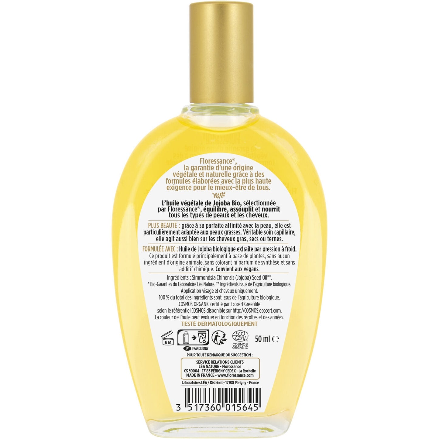 Huile de Jojoba Corps et Cheveux Bio FLORESSANCE