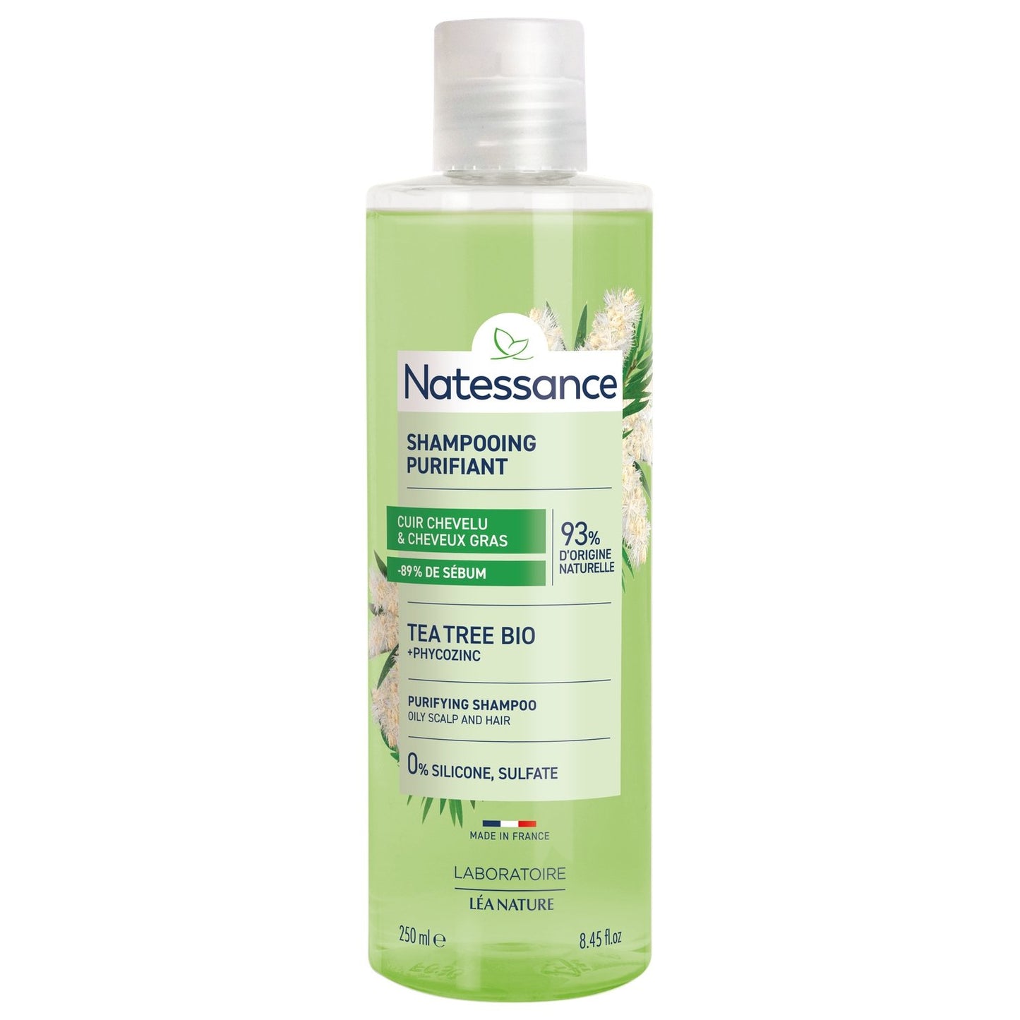 Shampoing Cheveux Normaux Regraissant Vite Purifiant Tea Tree et Kératine Végétale LEA NATURE le shampoing de 250mL