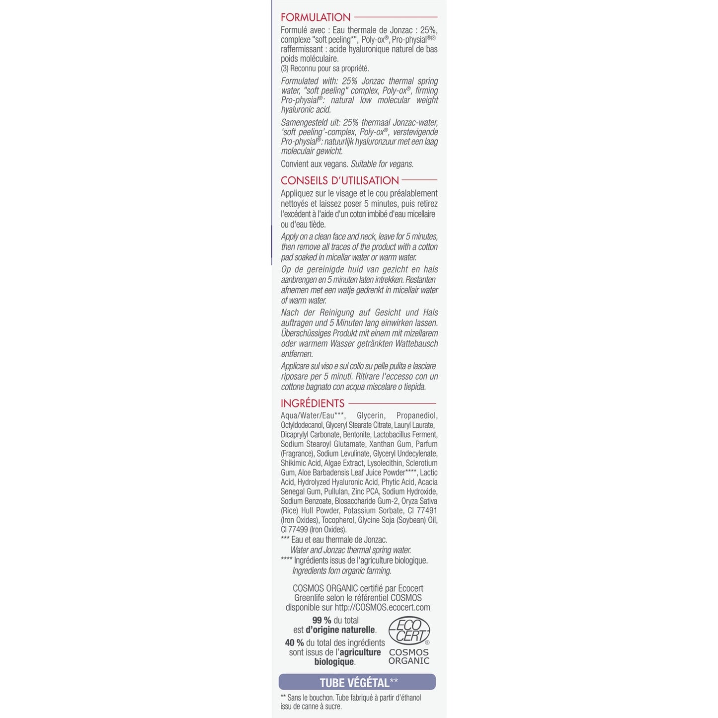 Smoothing Firming Anti-Aging Face Mask Sublimactive Bio EAU THERMALE JONZAC