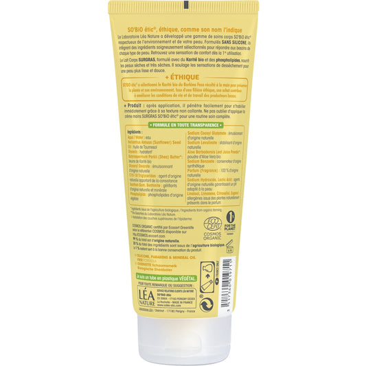 SO'BIO ETIC Nährende, superfettete, feuchtigkeitsspendende Körperlotion mit Bio-Sheabutter