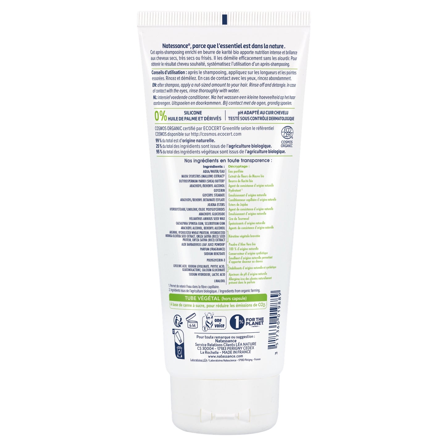 Après-Shampoing Ultra Nourrissant Cheveux Très Secs Frisés et Crépus au Karité Bio et Kératine Végétale LEA NATURE