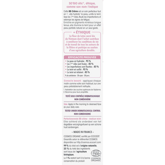 Organic Medium Tint Perfecting BB Cream SO'BIO ETIC