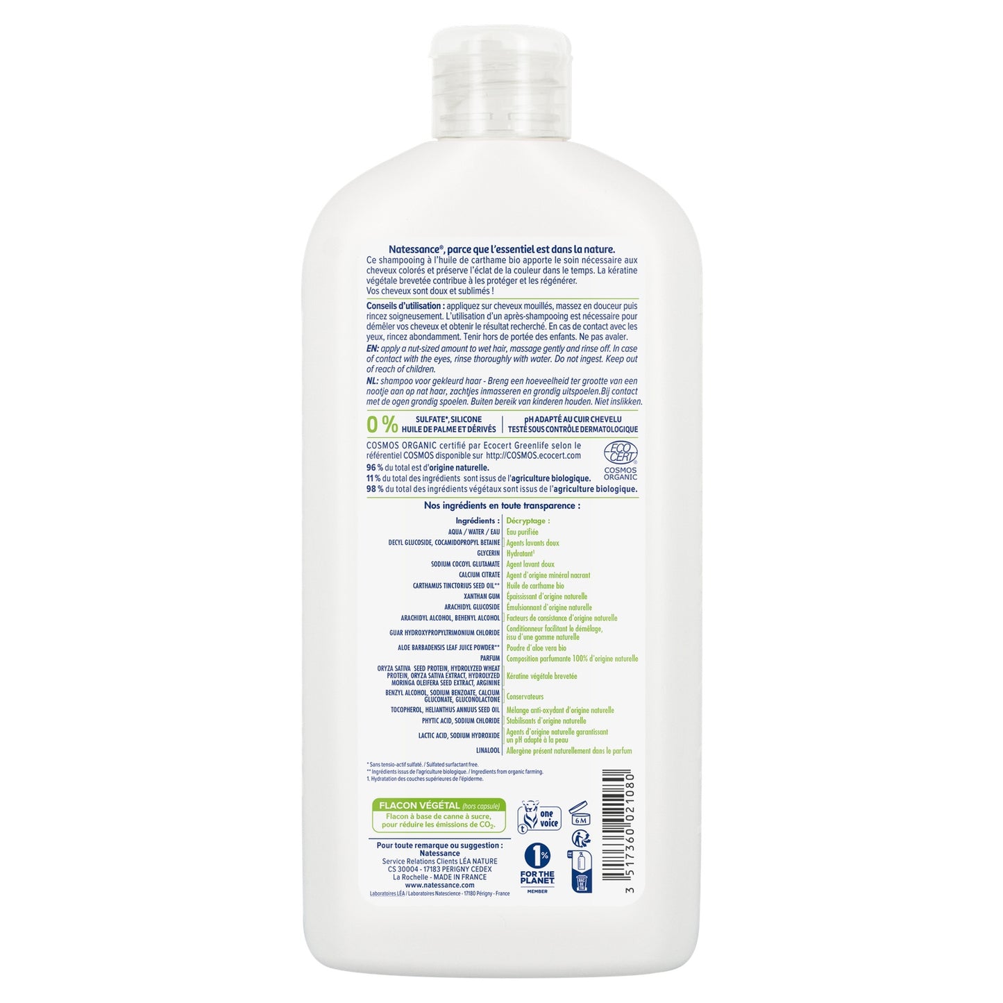 Shampoo für coloriertes Haar mit Bio-Distelfarbe und pflanzlichem Keratin LEA NATURE