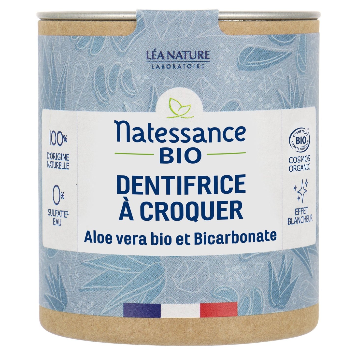 Dentifrice à Croquer Aloe Vera & Bicarbonate de Sodium Fraîcheur Bio NATESSANCE la boîte de 80 comprimés