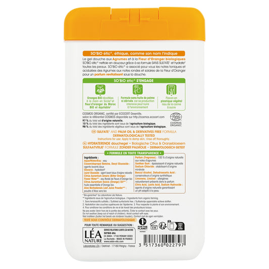 Feuchtigkeitsspendendes Duschgel mit Zitrusfrüchten und Bio-Orangenblüten SO'BIO ETIC