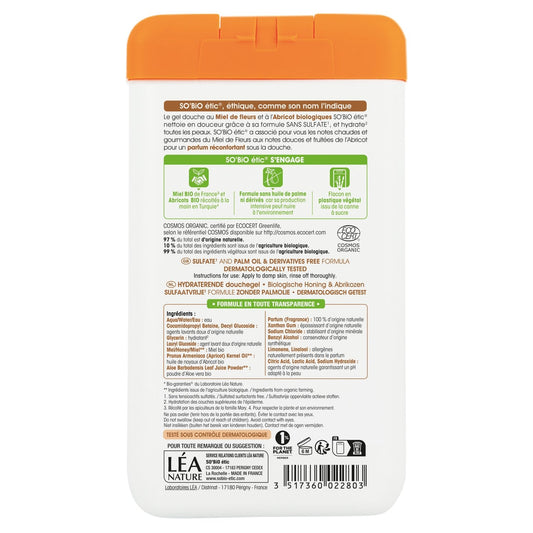 Feuchtigkeitsspendendes Duschgel mit Blütenhonig und Bio-Aprikose SO'BIO ETIC
