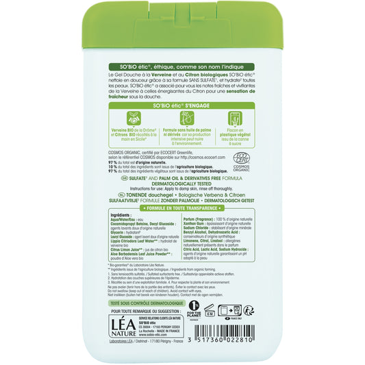SO'BIO ETIC Bio-Duschgel mit Eisenkraut und Zitrone
