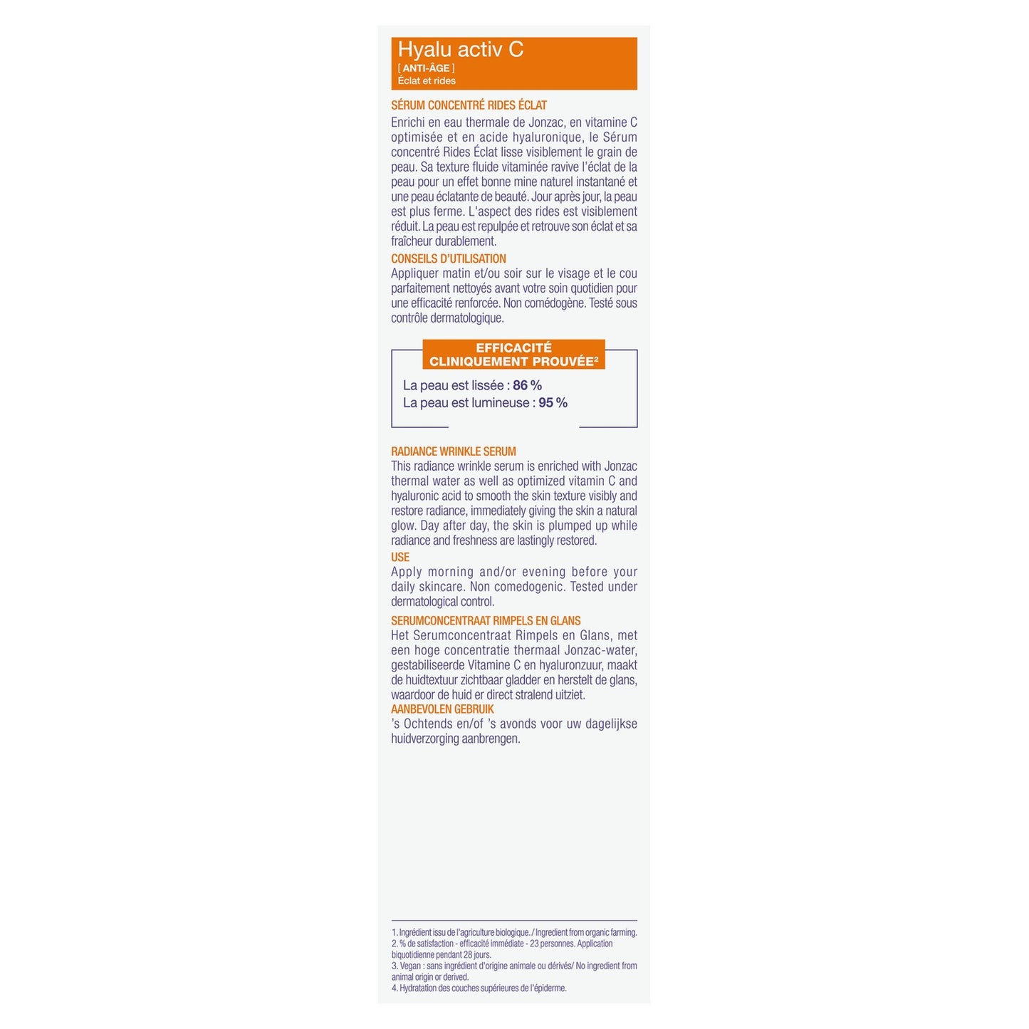 Sérum Visage Anti-Rides Éclat Lissant Hyalu Activ C Bio EAU THERMALE JONZAC