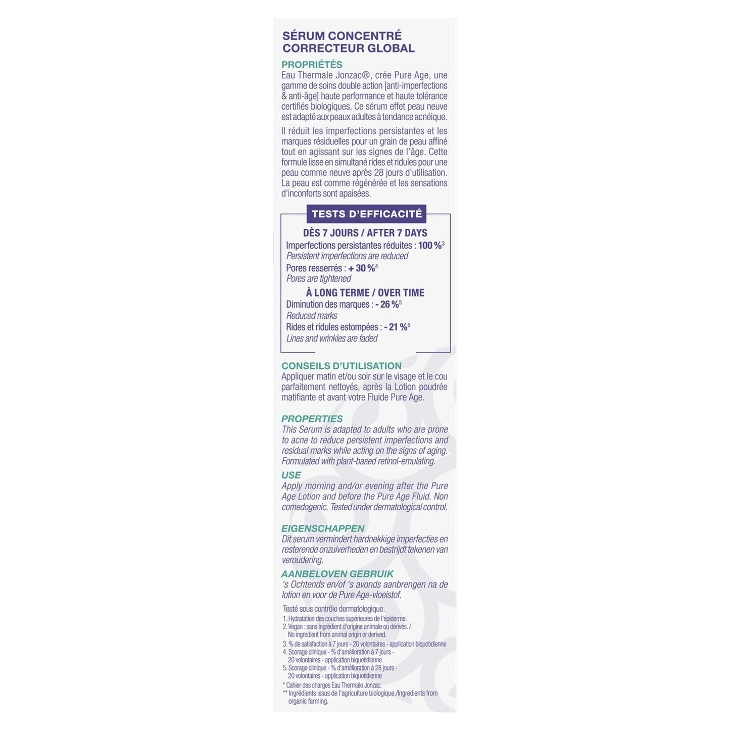 Sérum Visage Anti-Imperfections Anti-Âge Rétinol-Like Végétal Pure Age Bio EAU THERMALE JONZAC