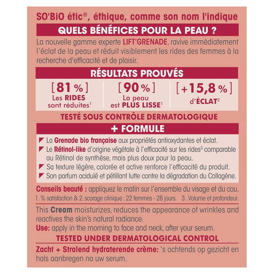 SO'BIO ETIC Organic Lift'Pomegranate Glättende, strahlende Feuchtigkeits-Gesichtscreme