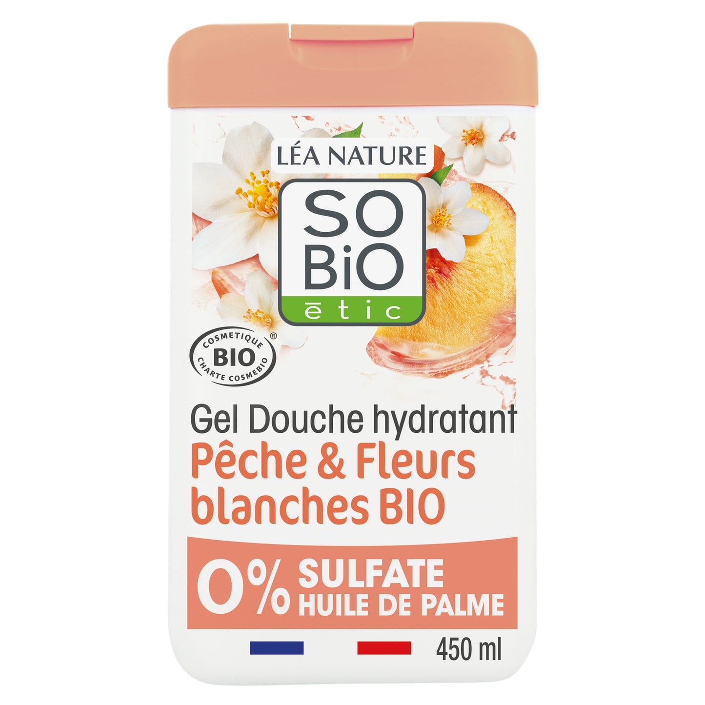 Gel Douche Hydratant à la Pêche et Fleurs Blanche Bio SO'BIO ETIC