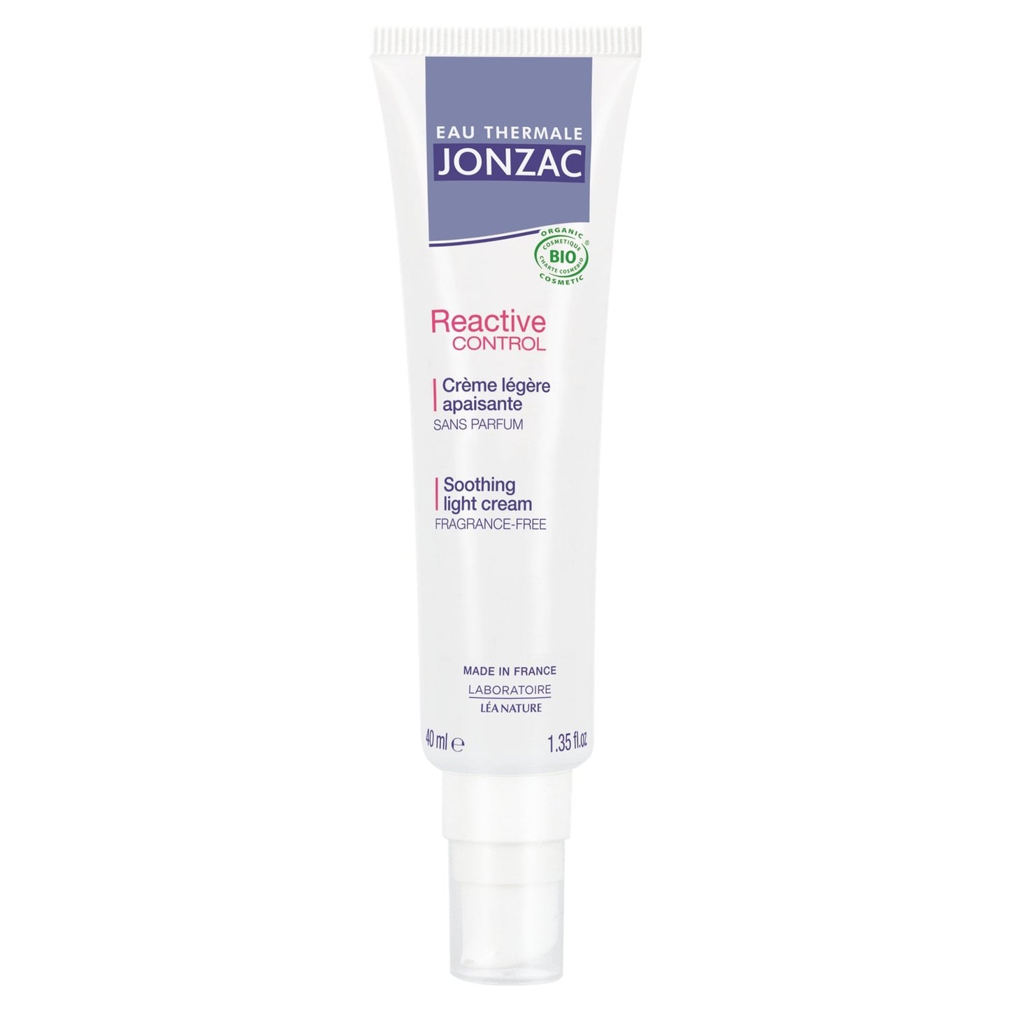 Crème Légère Apaisante Visage Peau Intolérantes et Sensibles Réactive Control Bio EAU THERMALE JONZAC le tube de 40ml