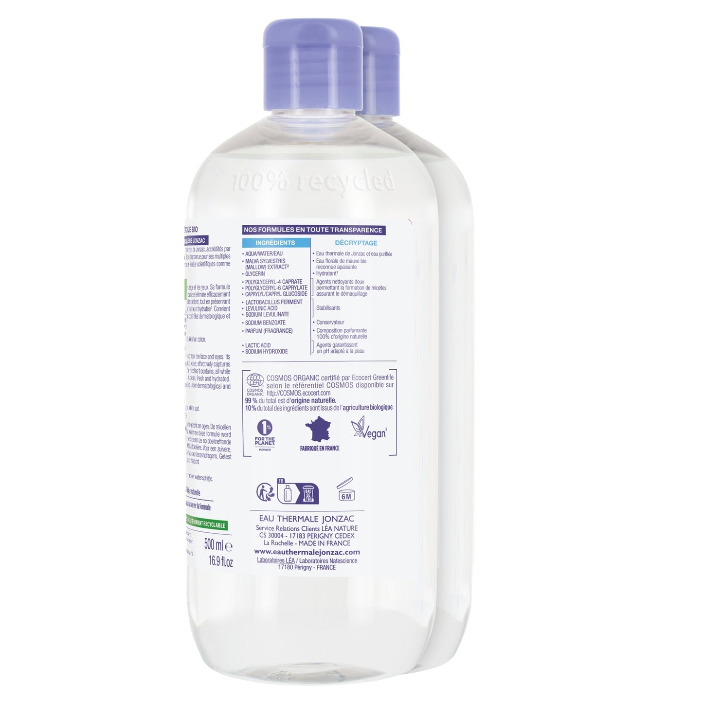 Micellar Water for Face and Eyes, Sensitive Skin, Moisturizing, EAU THERMALE JONZAC