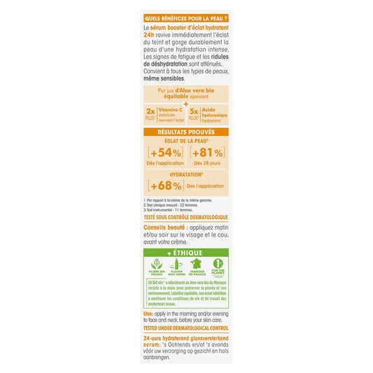 Soin Visage Hydra à l'Aloe Vera Vitamine C Booster d'Eclat Hydratant 24H SO BIO ETIC