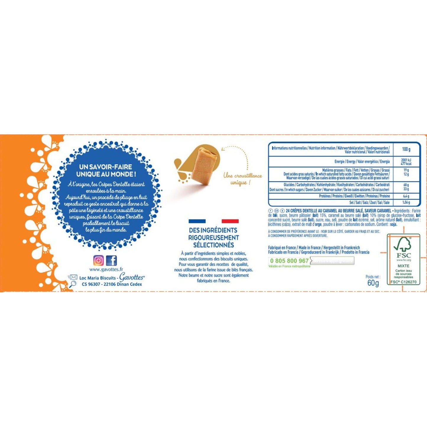 GAVOTTES Caramel Lace Crepe Biscuits