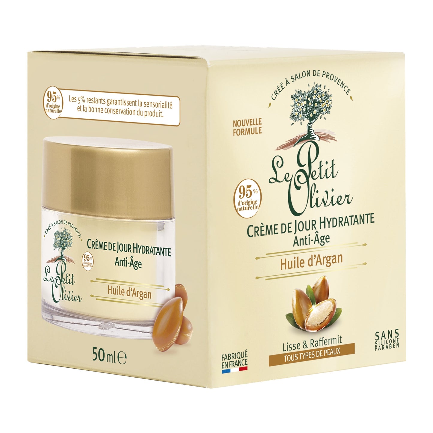 Crème Anti-âge Hydratante Jour Visage Huile d'Argan LE PETIT OLIVIER
