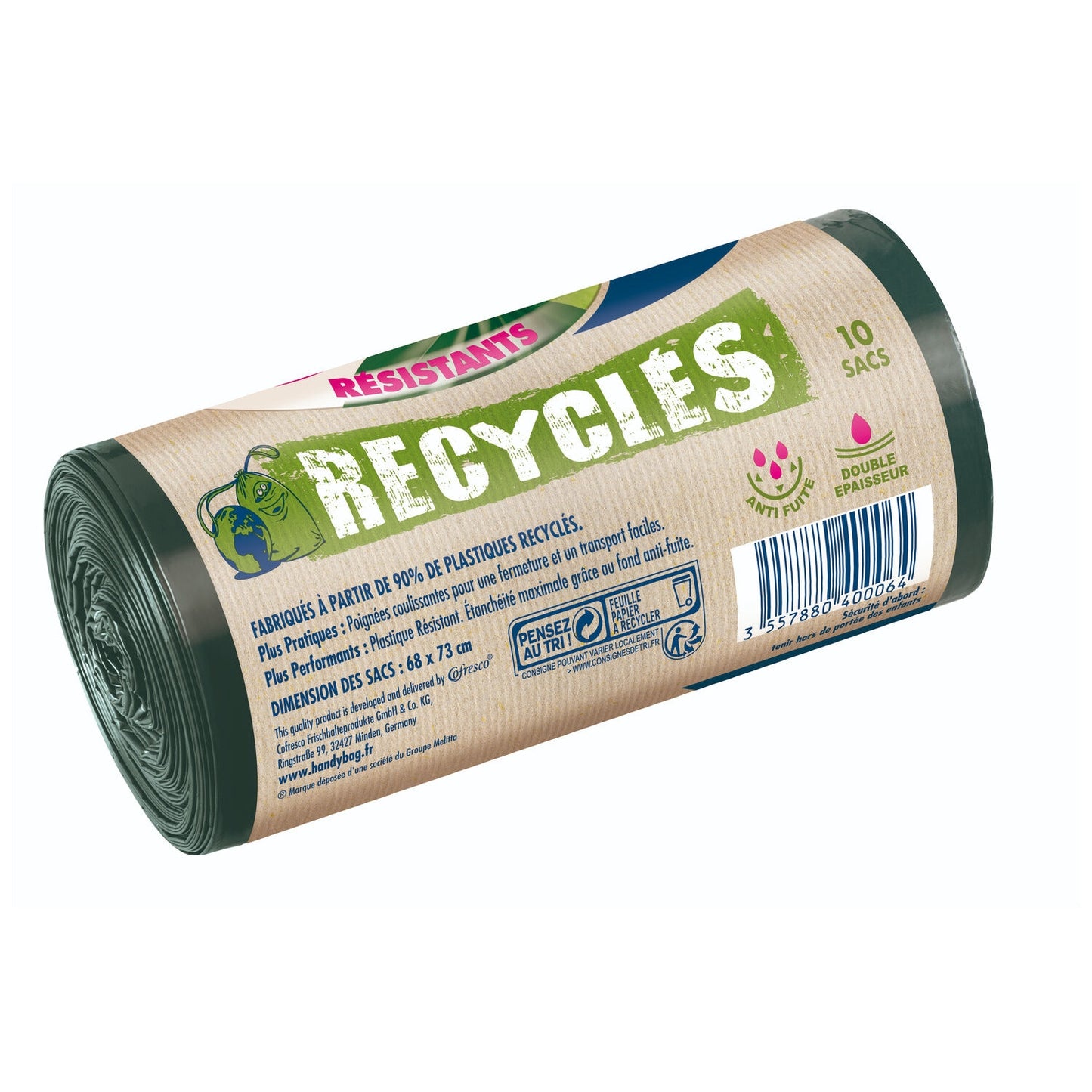 Sac Poubelle Résistants Recyclés 50L HANDY BAG