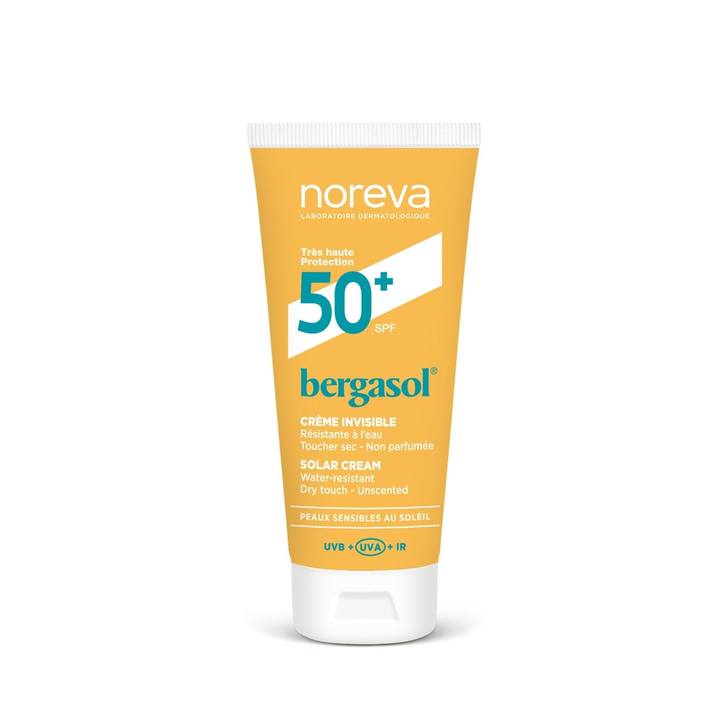 Crème Solaire Peau Sensible Très Haute Protection Spf 50+ Invisible Résistant à l'Eau BERGASOL le tube de 50mL