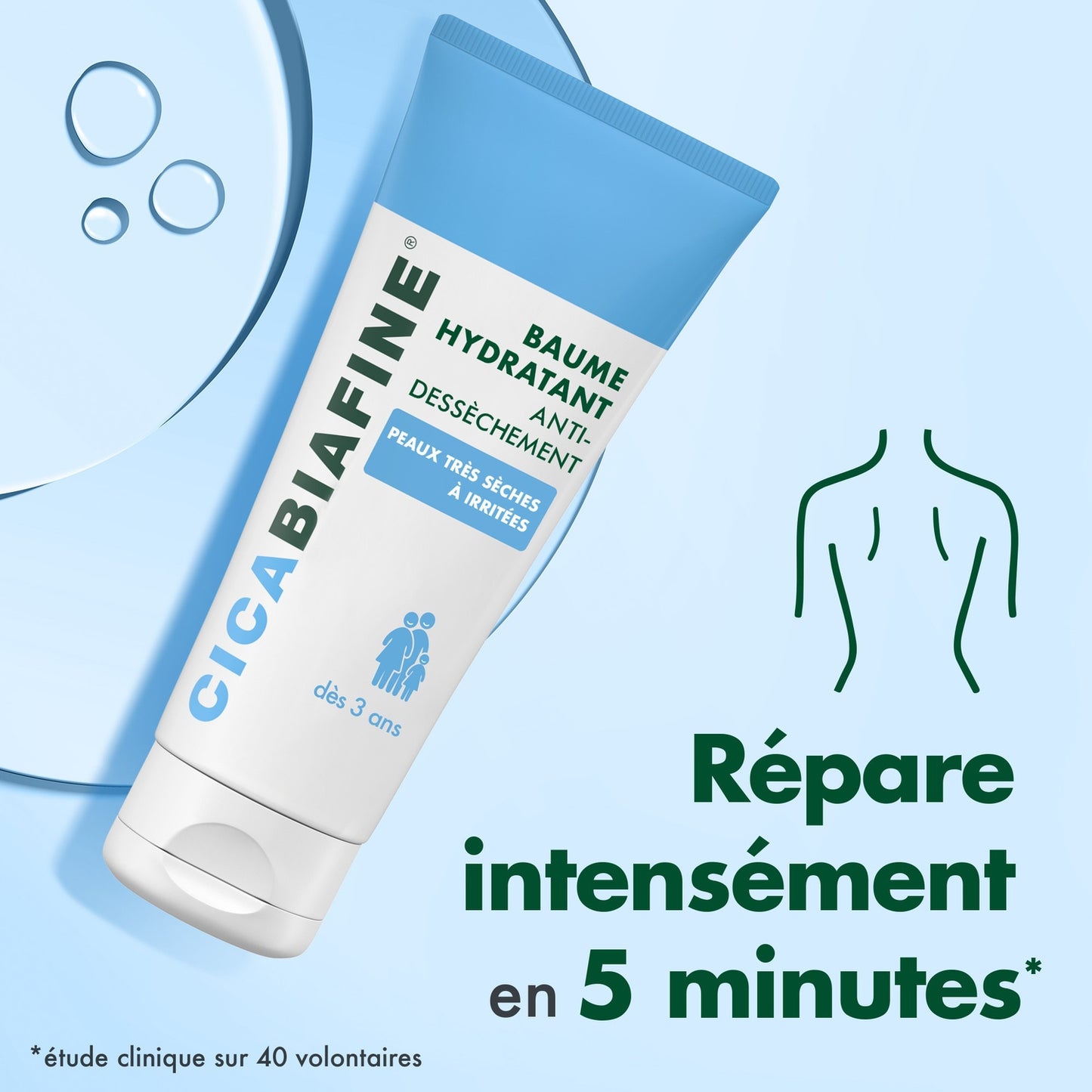 Baume Corps Hydratant Apaisant et Réparateur Acide Hyaluronique Peau Très Sèche et Sensible CICABIAFINE