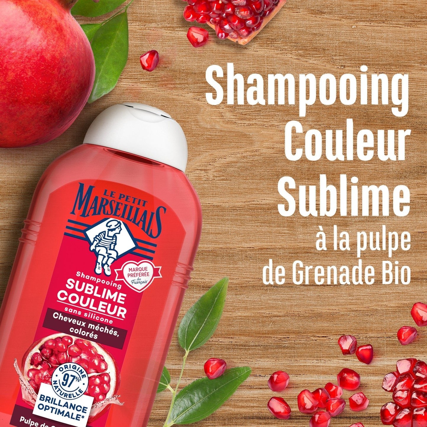 Sublime Color Shampoo für gesträhntes und coloriertes Haar mit Bio-Granatapfelmark LE PETIT MARSEILLAIS