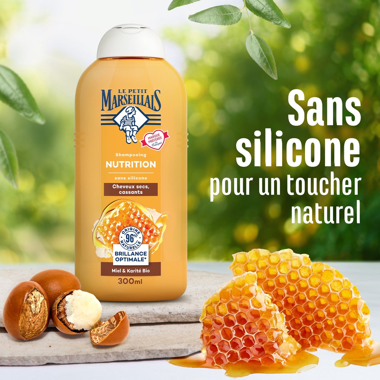 Shampoing Nutrition Cheveux Secs Cassants Miel de Provence Bio et Karité Bio LE PETIT MARSEILLAIS