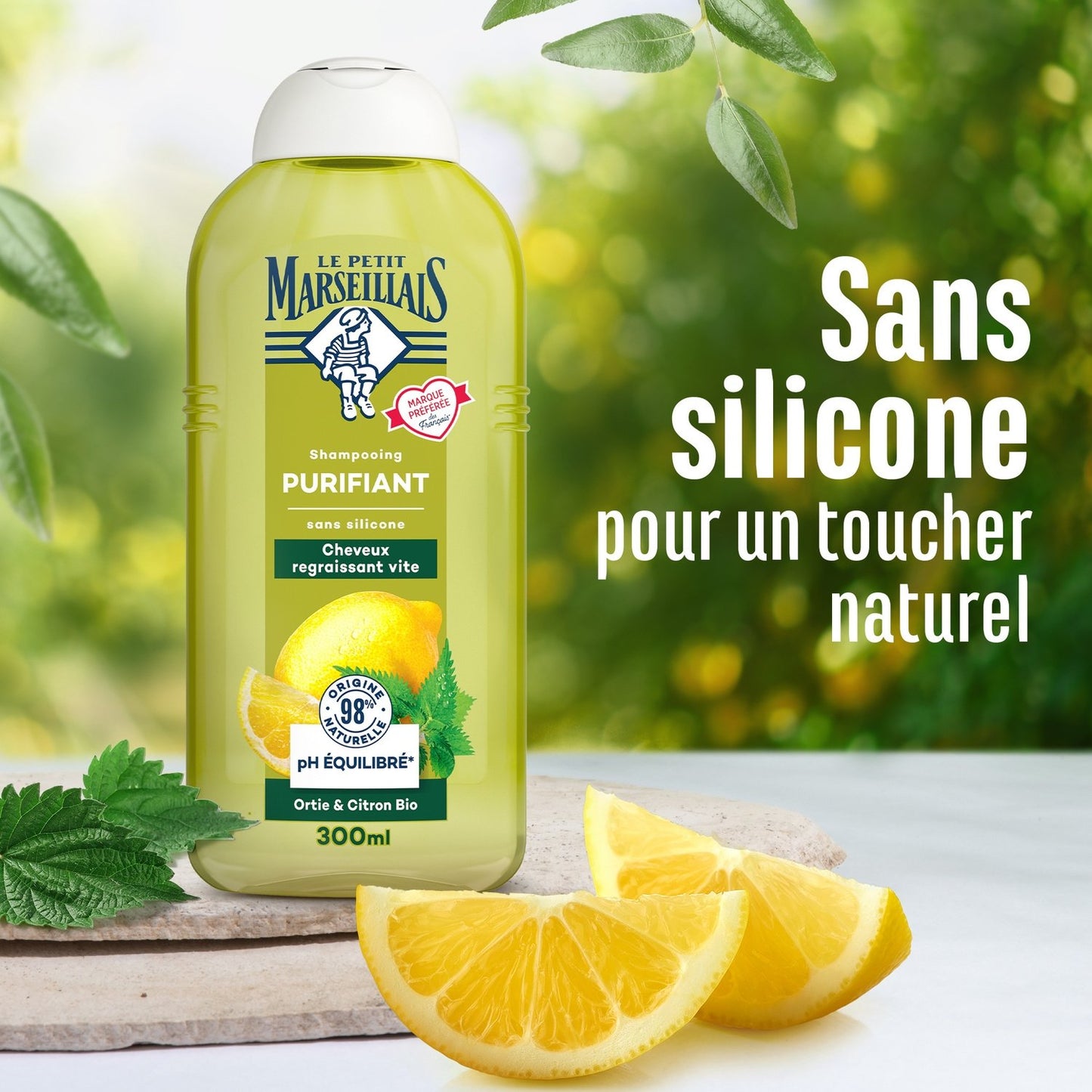 Reinigendes Shampoo für schnell nachfettendes Haar mit Bio-Brennnessel und Zitrone LE PETIT MARSEILLAIS