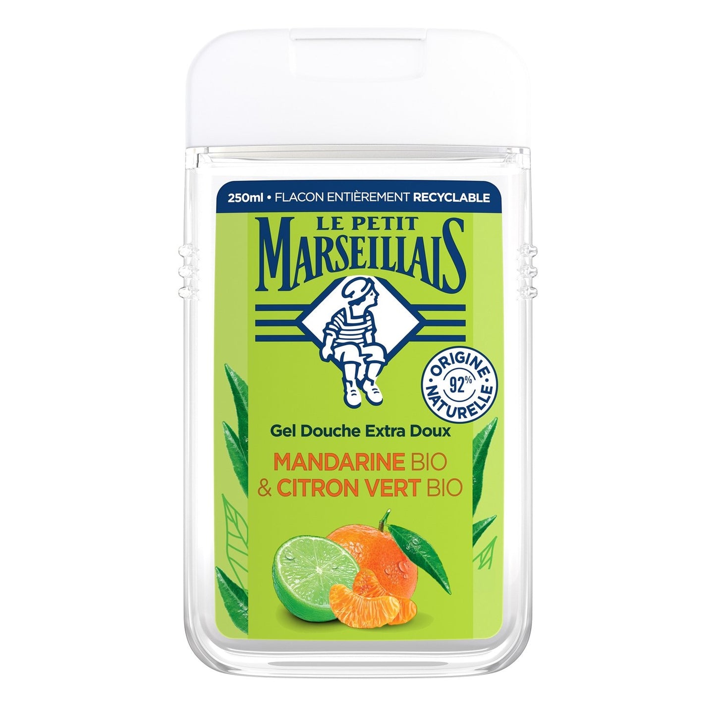 Gel douche Hydratant Rafraîchissant Mandarine Bio et Citron Vert Bio LE PETIT MARSEILLAIS le flacon de 250mL