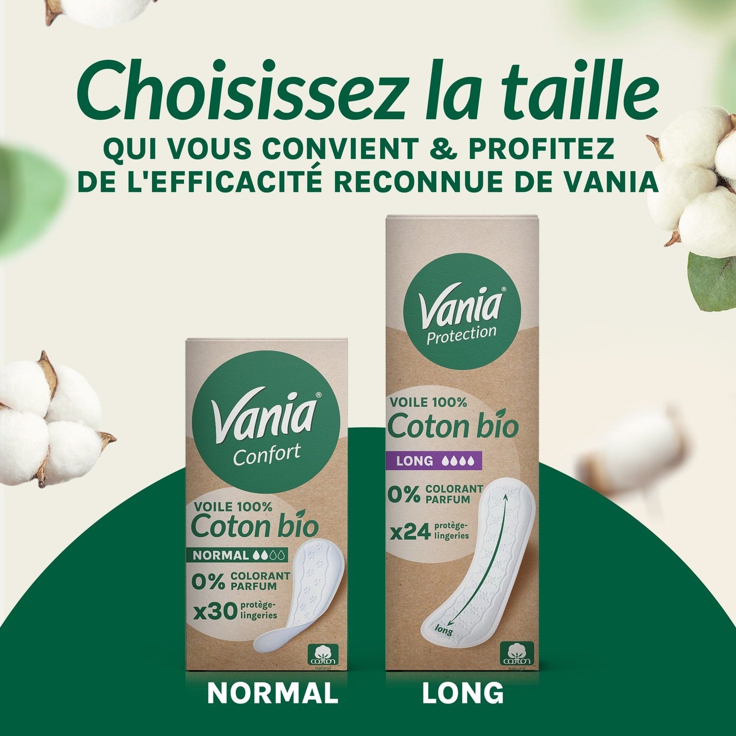 VANIA 100% Organic Cotton Comfort Panty Liners