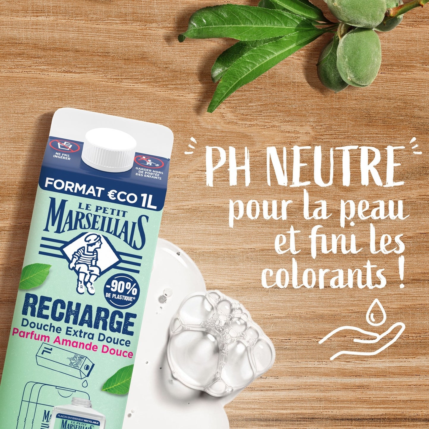 Extra Gentle Shower Cream Moisturizes and Nourishes with Sweet Almond Milk Eco Refill LE PETIT MARSEILLAIS