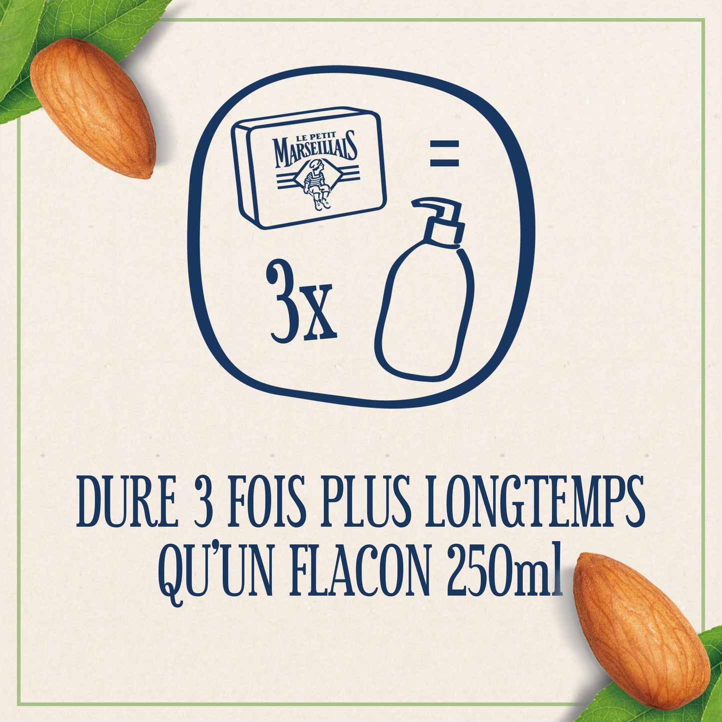 Savon Solide Mains Corps Soin Surgras Huile d'Amande Douce LE PETIT MARSEILLAIS